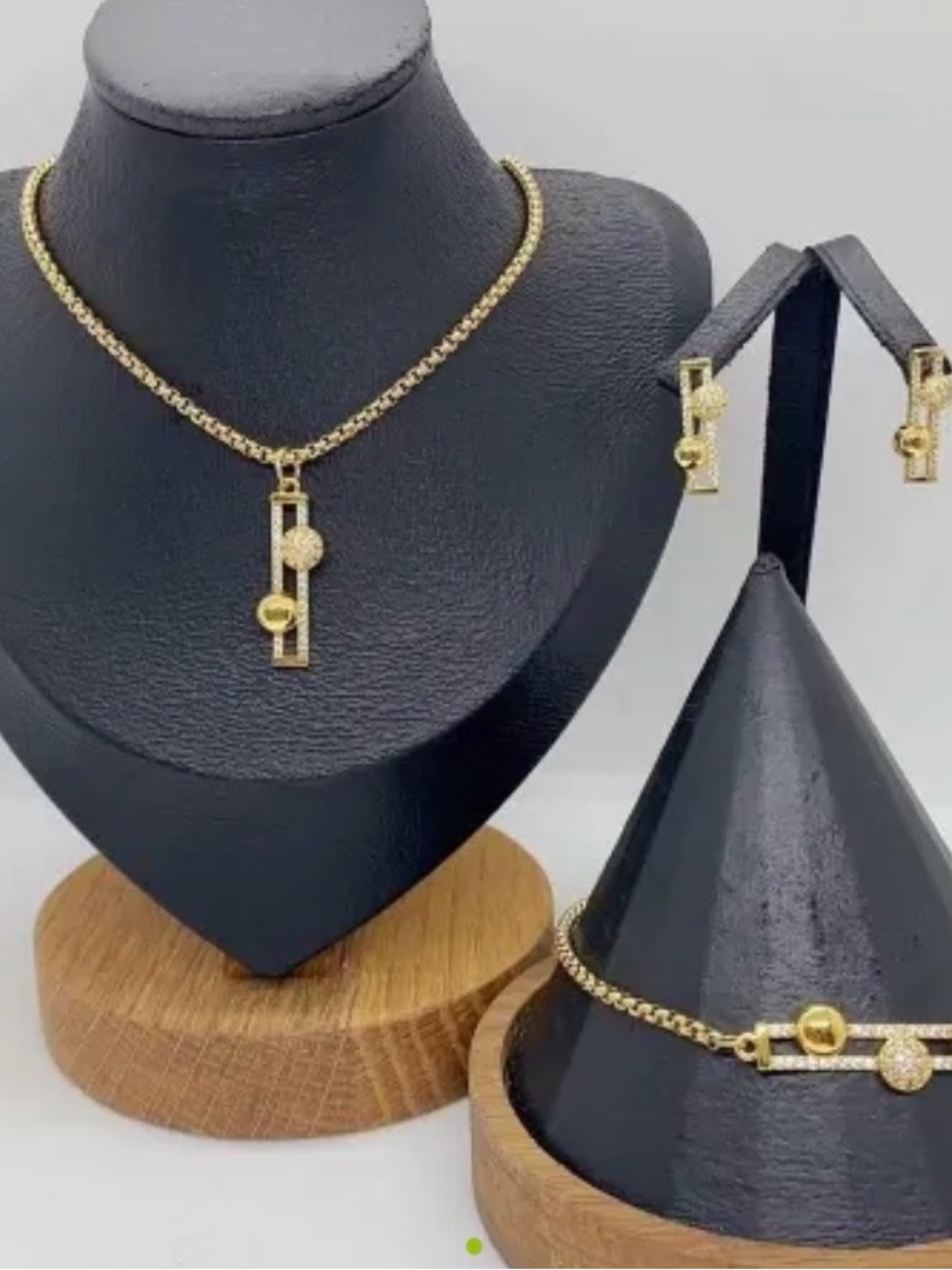 Gold-Tone Geometric Pendant Jewelry Set - Women